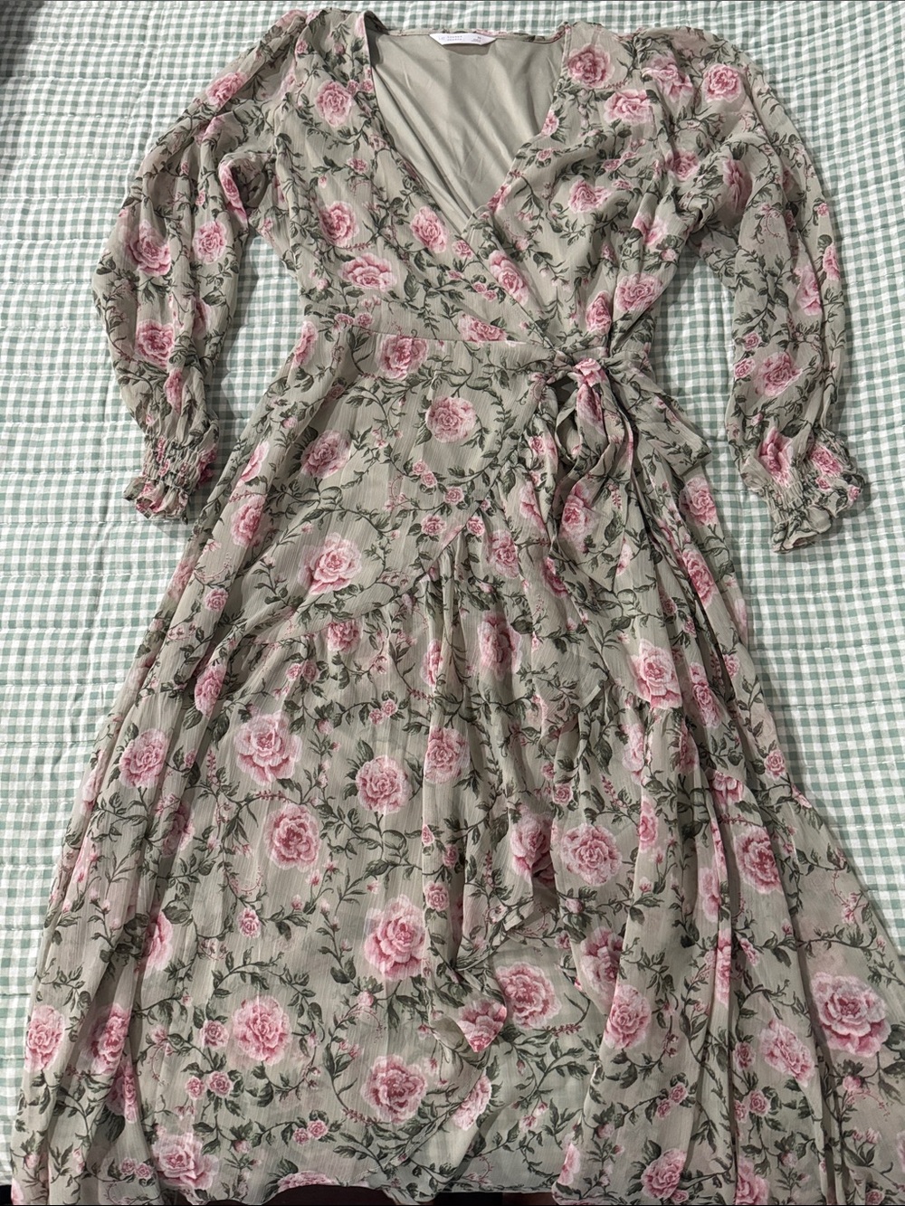 LC Lauren Conrad Pink Rose Floral Wrap Maxi Dress